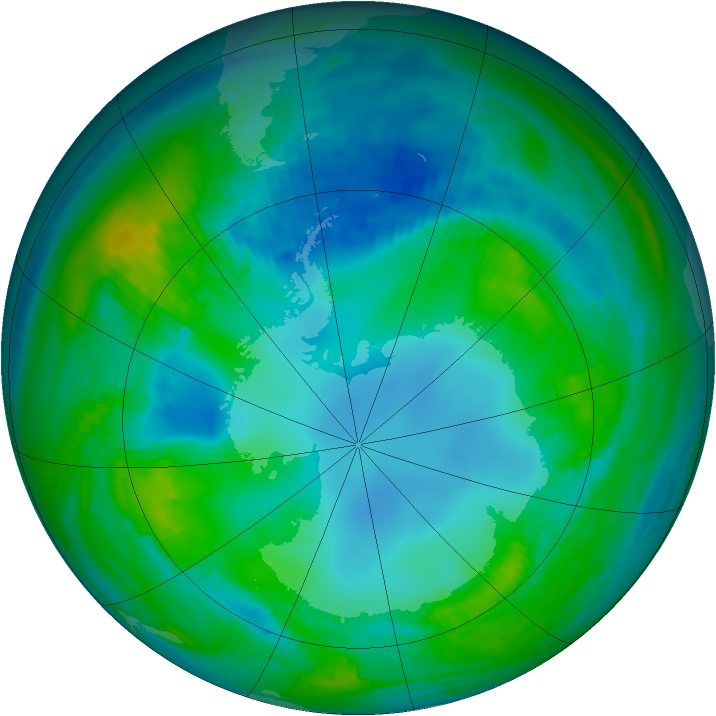 Antarctic ozone map for 10 May 1982